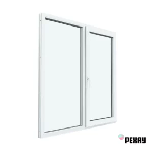 Пластиковое окно ПВХ Рехау Blitz 1500x1400мм (ВхШ) двухстворчатое глухое левое/поворотно-откидное правое двухкамерный стеклопакет цвет белый на Чебоксарах