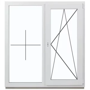 Пластиковое окно ПВХ Brusbox Aero двустворчатое правый 1600x1400мм (ВхШ) однокамерный стеклопакет белый (с двух сторон) в Чебоксарах