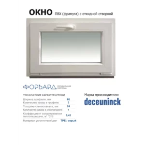 Пластиковое окно ПВХ Brusbox Aero одностворчатое 600x1000мм (ВхШ) однокамерный стеклопакет белый в Чебоксарах