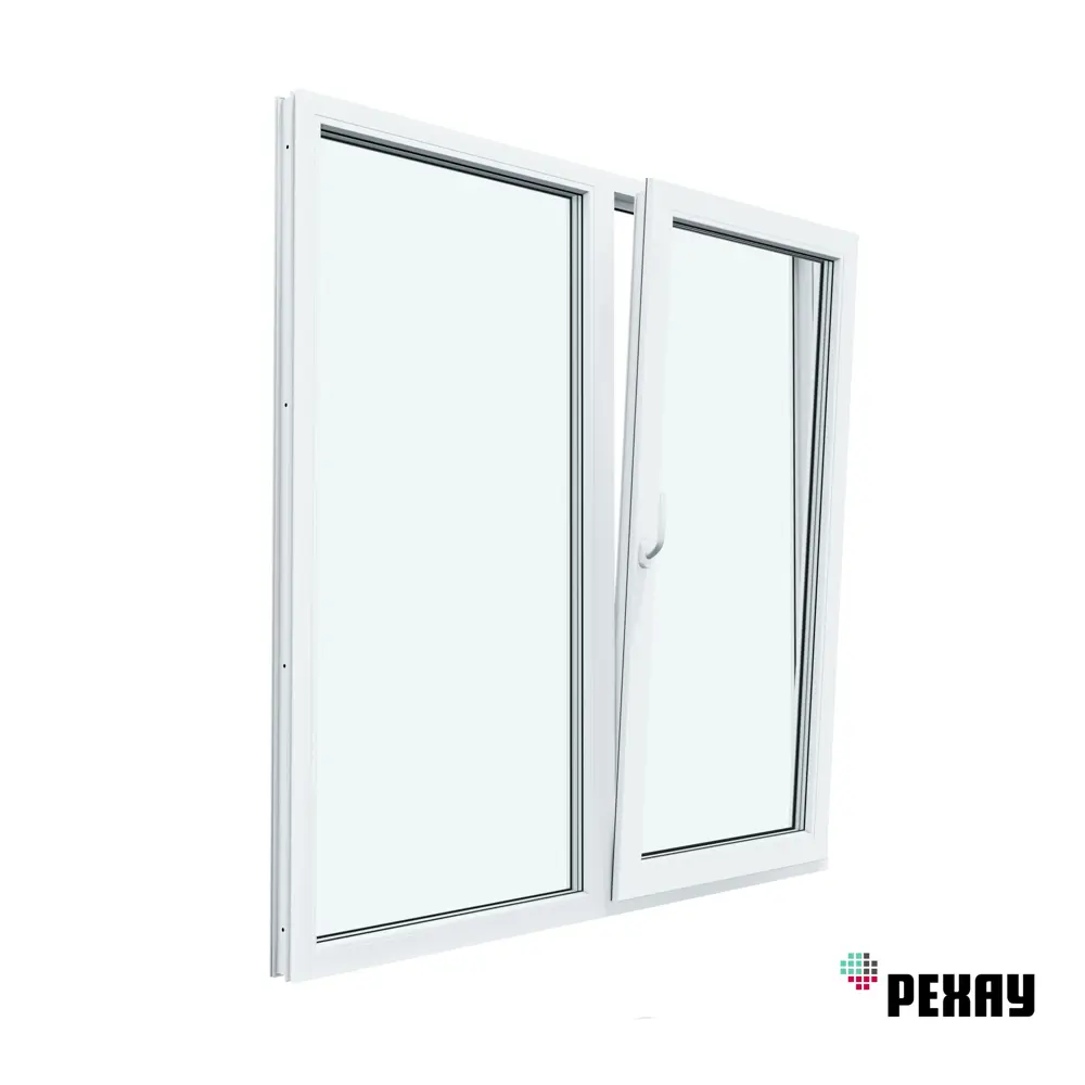 Пластиковое окно ПВХ Рехау Blitz 1300x1200мм (ВхШ) двухстворчатое глухое левое/ поворотно-откидное правое однокамерный стеклопакет Чебоксарах