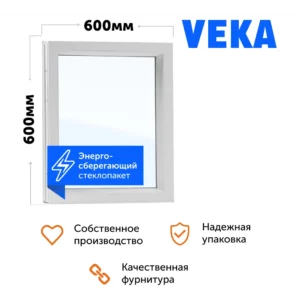 Пластиковое окно ПВХ ТРИ ОКНА 600x600мм (ВхШ) глухое однокамерный стеклопакет цвет белый Чебоксары в Чебоксарах