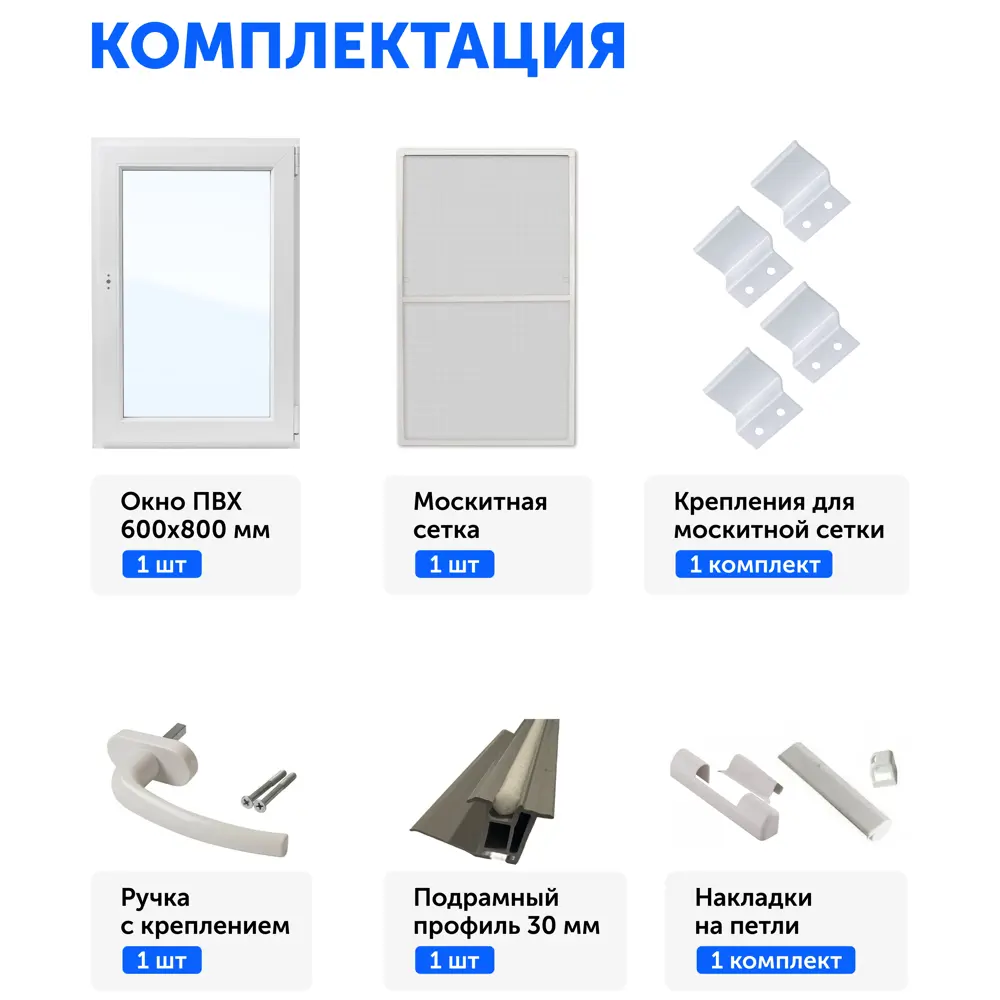 Пластиковое окно ПВХ ТРИ ОКНА одностворчатое 800x600мм (ВхШ) однокамерный стеклопакет цвет белый в Чебоксарах — изображение 4