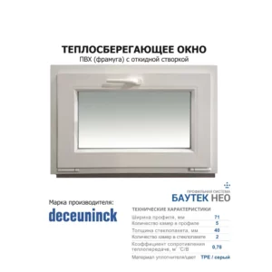Пластиковое окно ПВХ Brusbox Aero фрамуга 900x900мм (ШхВ) двухкамерный стеклопакет белый в Чебоксарах