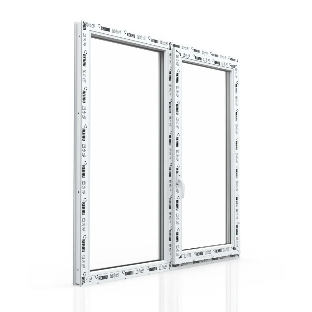 Пластиковое окно ПВХ 70 Рехау Grazio 1000x1200мм (ВхШ) двухстворчатое правое двухкамерное белое + москитная сетка Чебоксары в Чебоксарах