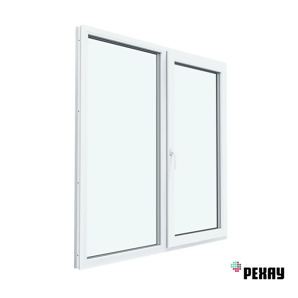 Окно пластиковое ПВХ Рехау Blitz 1000x1000мм (ВхШ) двухстворчатое глухое левое/поворотно-откидное правое двухкамерный стеклопакет цвет белый в Чебоксарах — изображение 2