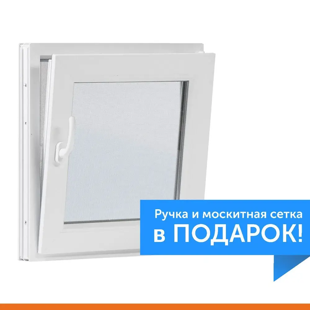 Окно пластиковое ТРИ ОКНА 600x600 мм (ШхВ) поворотно-откидное, ПВХ профиль Veka, стеклопакет однокамерный в Чебоксарах — изображение 3