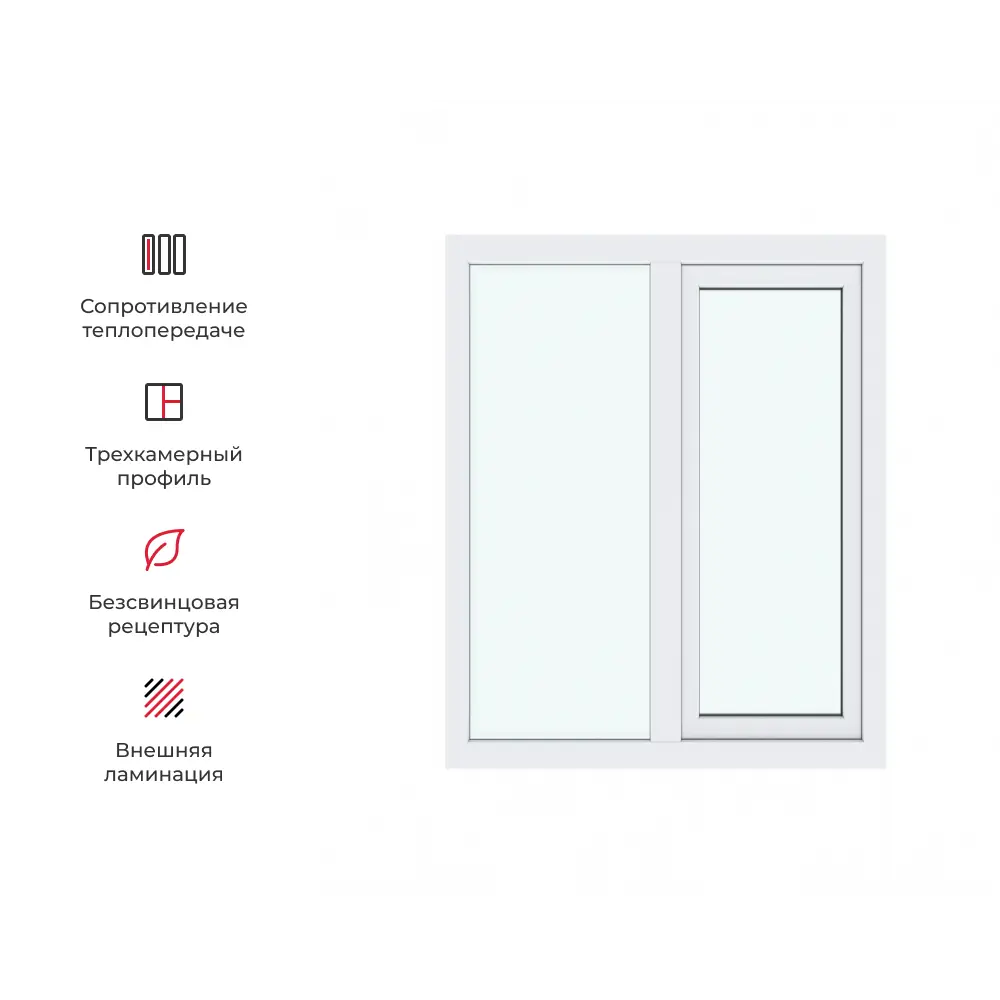 Пластиковое окно ТРИ ОКНА ПВХ правое глухое/левое поворотно-откидное 120х100см однокамерный белый в Чебоксарах — изображение 5