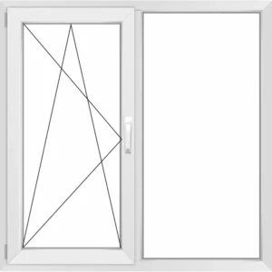 Окно ПВХ Rehau Открывание одна створка слева_Grazio_Размер1400*1800 двухстворчатое 180х140см внутренний двухкамерный в Чебоксарах