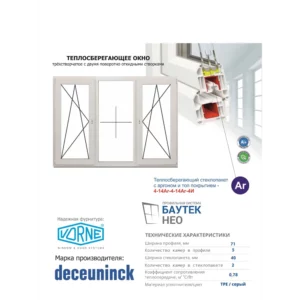 Пластиковое окно ПВХ ТРИ ОКНА трехстворчатое 1000x2100 (ВхШ) средняя створка глухая двухкамерный стеклопакет белый (с двух сторон) Чебоксары в Чебоксарах