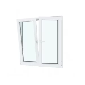Пластиковое окно ТРИ ОКНА ПВХ правое поворотное/левое поворотно-откидное 130x120см однокамерный белый на Чебоксарах
