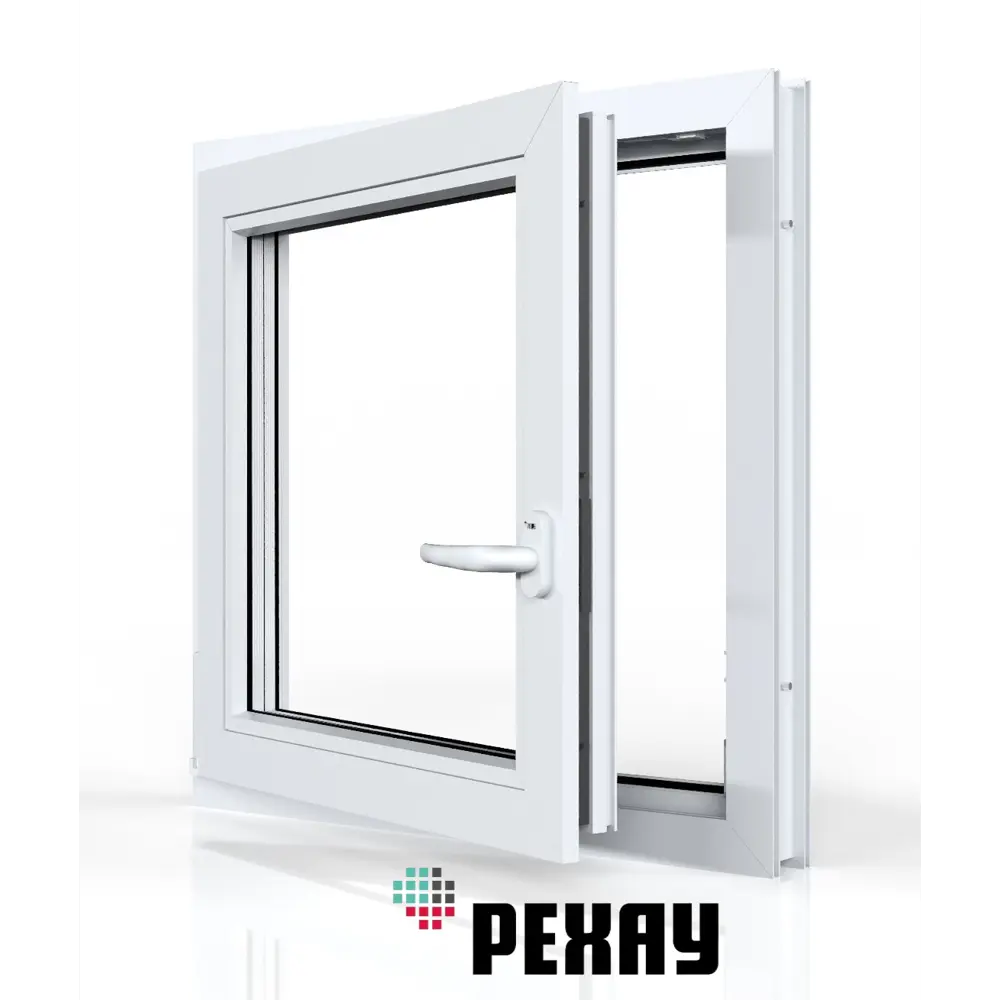 Пластиковое окно ПВХ Рехау Blitz 600x600мм (ВхШ) одностворчатое поворотно-откидное левое двухкамерный стеклопакет белый/золотой дуб в Чебоксарах — изображение 2