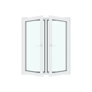 Окно ПВХ двустворчатое правое поворотное/левое поворотно-откидное 140х120см Wintech Isotech 530 двухкамерный стеклопакет Золотистый дуб в Чебоксарах
