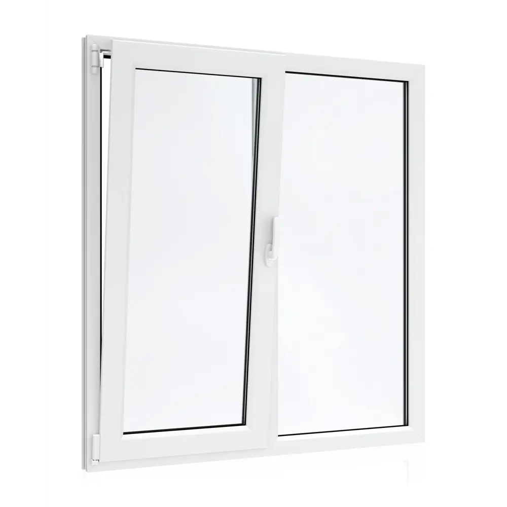 Окно ПВХ двустворчатое VEKA WHS 72 ширина 120 х высота 140 см правое глухое/левое поворотно-откидное с ручкой Rhapsody двухкамерный стеклопакет в Чебоксарах — изображение 2