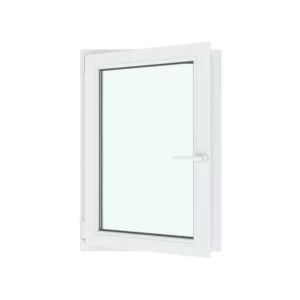 Окно ПВХ одностворчатое поворотно-откидное правое 100х70см Wintech Isotech 530 двухкамерный стеклопакет Темный дуб в Чебоксарах