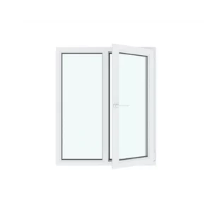Окно ПВХ двустворчатое левое глухое/правое поворотно-откидное 130х110см Wintech Isotech 530 однокамерный стеклопакет Серый антрацит в Чебоксарах
