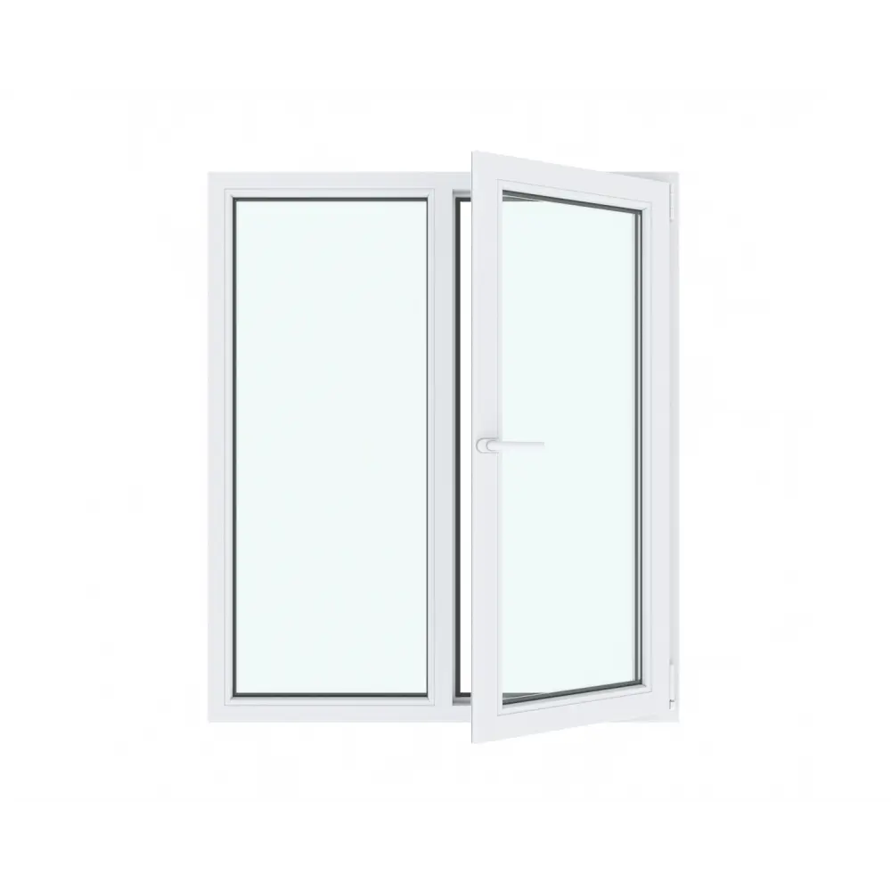 Пластиковое окно ТРИ ОКНА ПВХ левое глухое/правое поворотно-откидное 140x120см двухкамерный белый в Чебоксарах