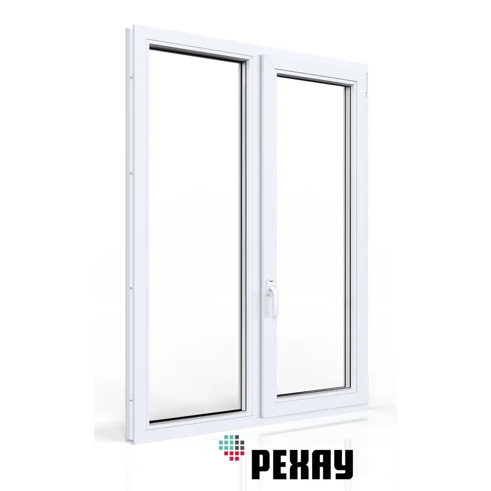 Пластиковое окно ПВХ Рехау Blitz 1200x1200мм двухстворчатое глухое левое/поворотно-откидное правый однокамерный стеклопакет белый в Чебоксарах — изображение 10