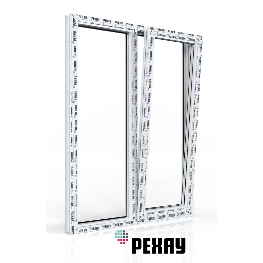 Пластиковое окно ПВХ Рехау двухстворчатое глухое левое/ поворотное-откидное правое 1500x1300мм (ВхШ) двухкамерный стеклопакет антрацитово-серый/белый в Чебоксарах — изображение 4