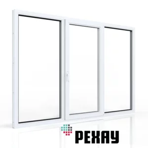 Пластиковое окно Рехау Grazio глухое/поворотно-откидное правое/глухое 1440x1750мм с москитной сеткой в Чебоксарах
