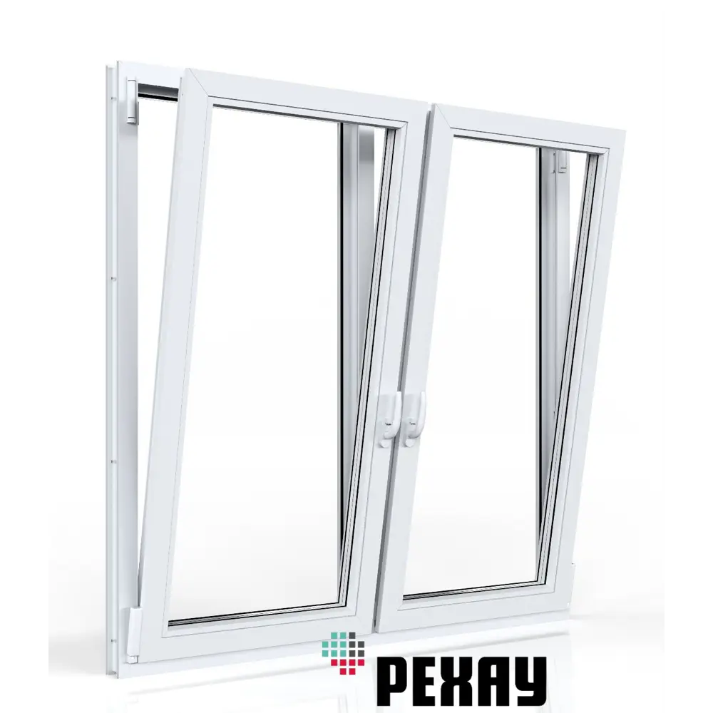 Пластиковое окно ПВХ Рехау Grazio с москитной сеткой 1200x1500мм (ВхШ) двухстворчатое поворотно-откидное левое/правое стеклопакет белый в Чебоксарах — изображение 5