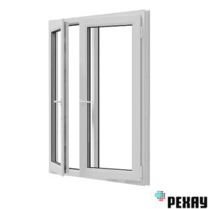 Пластиковое окно ПВХ Рехау Blitz 1300x1300мм (ВхШ) двухстворчатое поворотное левое/поворотно-откидное правое однокамерный стеклопакет цвет белый в Чебоксарах