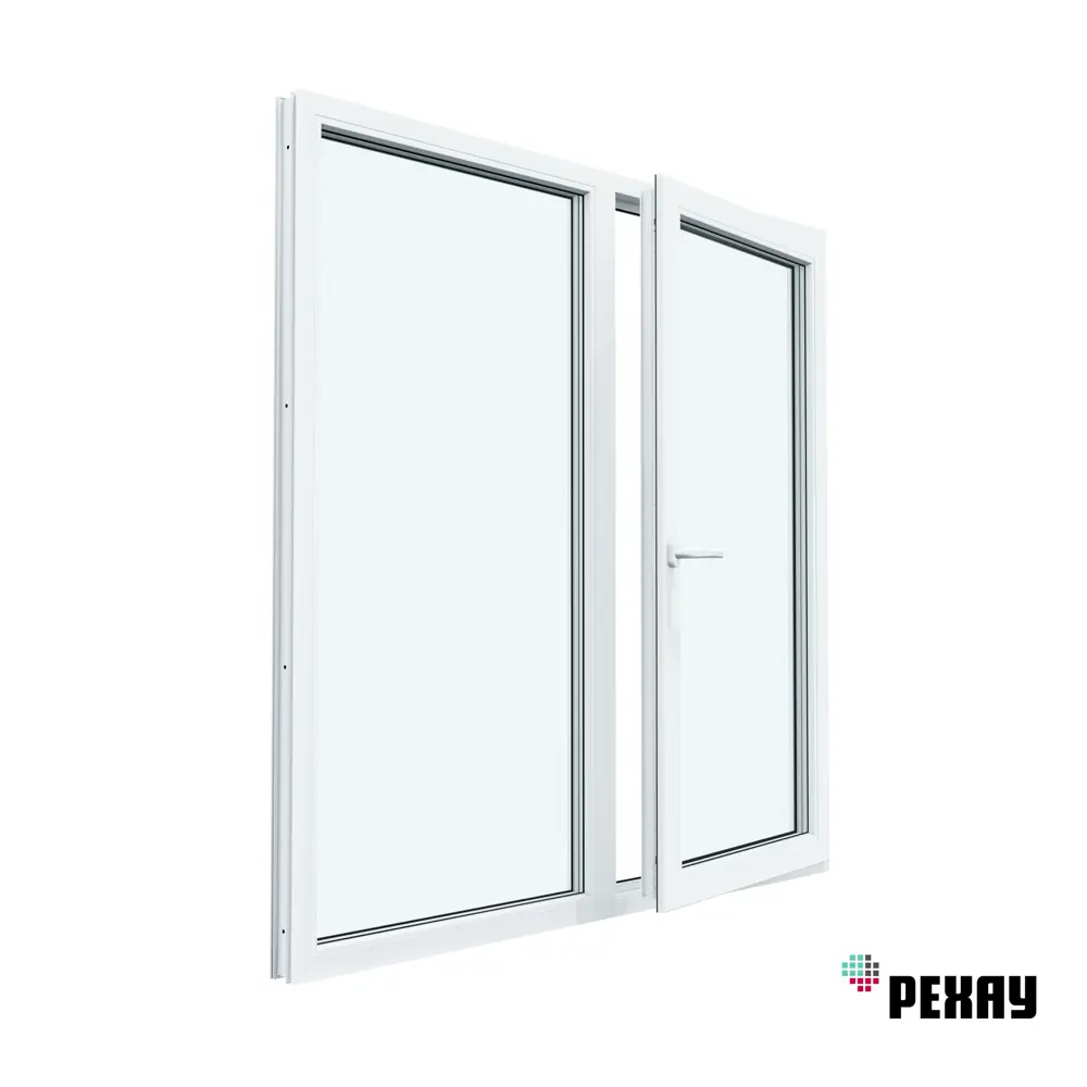 Пластиковое окно ПВХ Рехау Blitz двустворчатое левое глухое/правое поворотно-откидное 1250x1000мм однокамерный стеклопакет цвет белый в Чебоксарах
