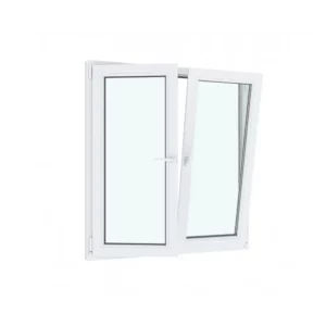 Пластиковое окно ТРИ ОКНА ПВХ левое поворотное/правое поворотно-откидное 130x120см двухкамерный белый Чебоксарах