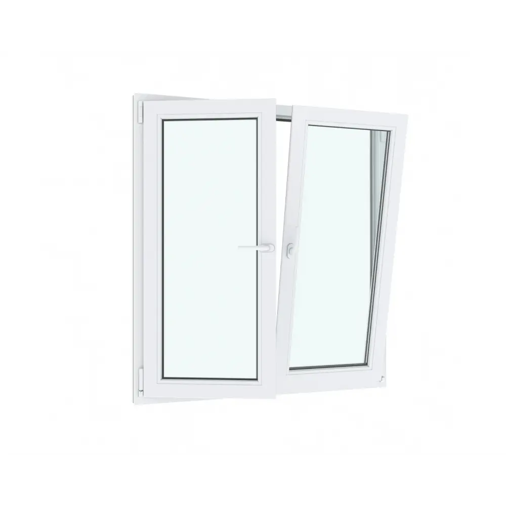 Пластиковое окно ТРИ ОКНА ПВХ левое поворотное/правое поворотно-откидное 130x120см двухкамерный белый Чебоксарах