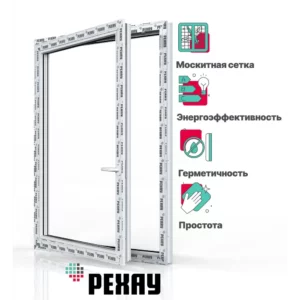Пластиковое окно ПВХ Рехау одностворчатое 1440x870мм (ВхШ) двухкамерный стеклопакет белый/темный дуб в Чебоксарах