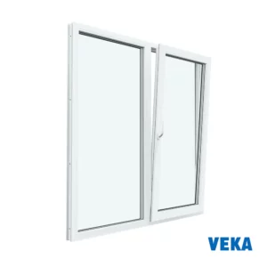 Пластиковое окно ПВХ VEKA 1250x1000мм (ВхШ) двухстворчатое двухкамерный стеклопакет белый (с двух сторон) в Чебоксарах