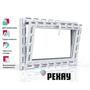 Пластиковое окно ПВХ Рехау Blitz 600x1000мм (ВхШ) фрамуга двухкамерный стеклопакет белый/золотой дуб в Чебоксарах