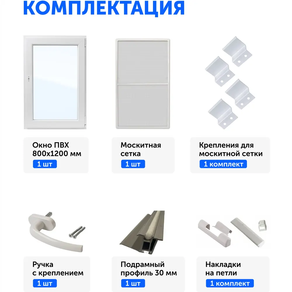 Пластиковое окно ПВХ ТРИ ОКНА 800x1200мм (ВхШ) поворотно-откидное двухкамерный стеклопакет в Чебоксарах — изображение 5