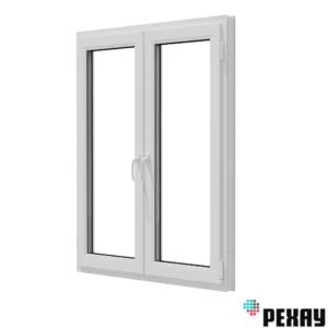 Пластиковое окно ПВХ Рехау Blitz 1200x1000мм (ВхШ) двухстворчатое поворотное левое/поворотно-откидное правое двухкамерный стеклопакет цвет белый в Чебоксарах