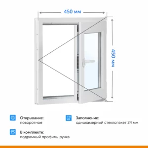 Пластиковое окно ПВХ Veka одностворчатое правое 1100x900мм (ВхШ) однокамерный стеклопакет Чебоксарах