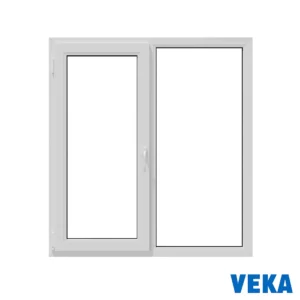 Пластиковое окно ПВХ Veka1300x1100мм (ВхШ) двухстворчатое поворотно-откидное левое/глухое правое двухкамерный стеклопакет белый в Чебоксарах