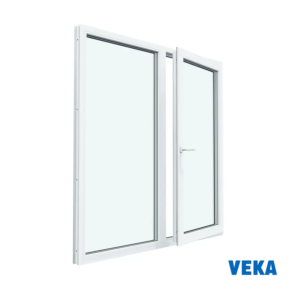 Пластиковое окно ПВХ Veka1200x1000мм (ВхШ) двухстворчатое глухое левое/поворотно-откидное правое двухкамерный стеклопакет белый в Чебоксарах — изображение 4