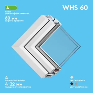 Пластиковое окно ПВХ Veka WHS двустворчатое глухое левое/ поворотно-откидное правое 1160x1000мм двухкамерный стеклопакет цвет белый в Чебоксарах