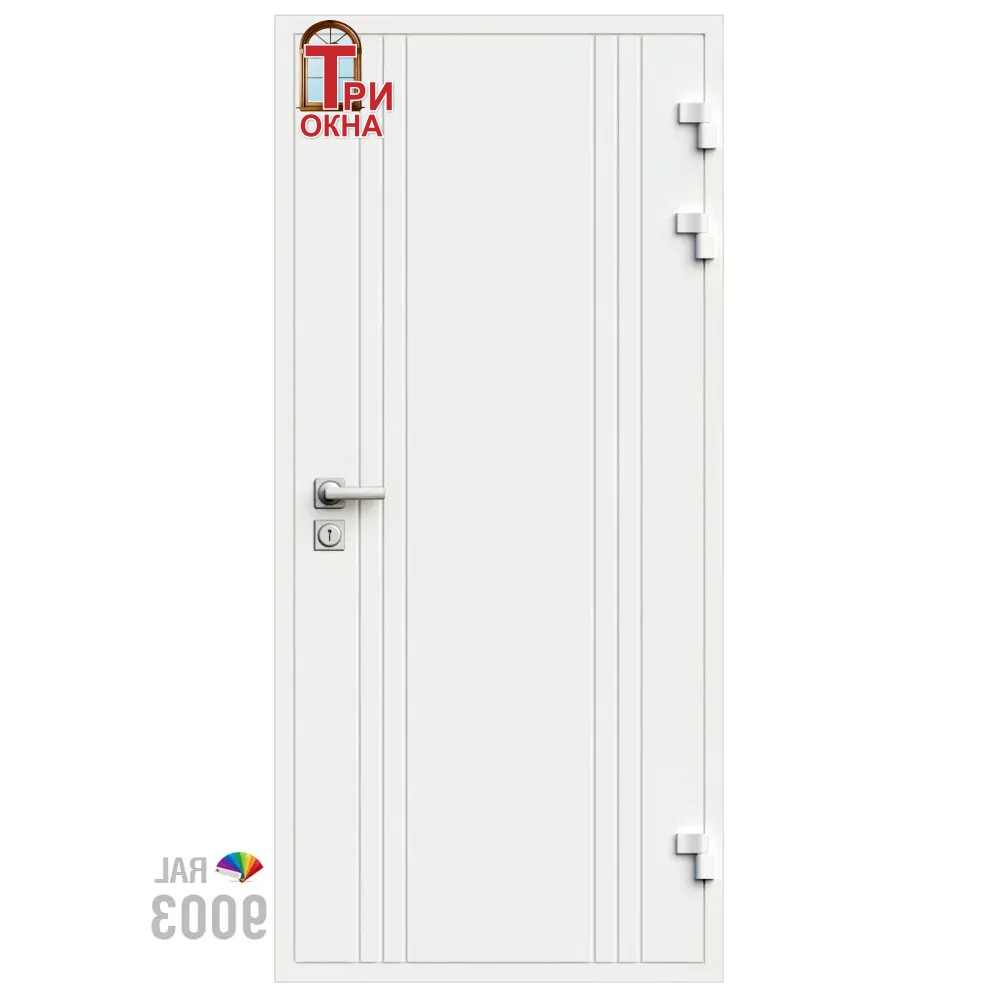 Морозостойкая входная утепленная дверь из дерева для коттеджа Solid Wood S5 207x96см правый цвет белый RAL 9003 в Чебоксарах — изображение 7