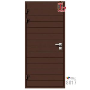 Морозостойкая входная утепленная дверь из дерева для коттеджа Solid Wood S7 227x86см левый цвет коричневый RAL 8017 в Чебоксарах