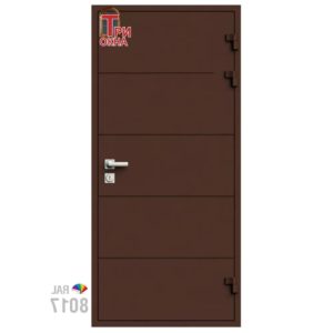 Морозостойкая входная утепленная дверь из дерева для коттеджа Termo Classic C2 207x96см правый цвет коричневый RAL 8017 в Чебоксарах