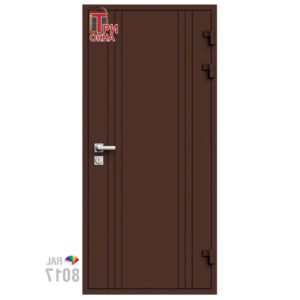 Морозостойкая входная утепленная дверь из дерева для коттеджа Solid Wood S7 207x96см правый цвет коричневый RAL 8017 в Чебоксарах