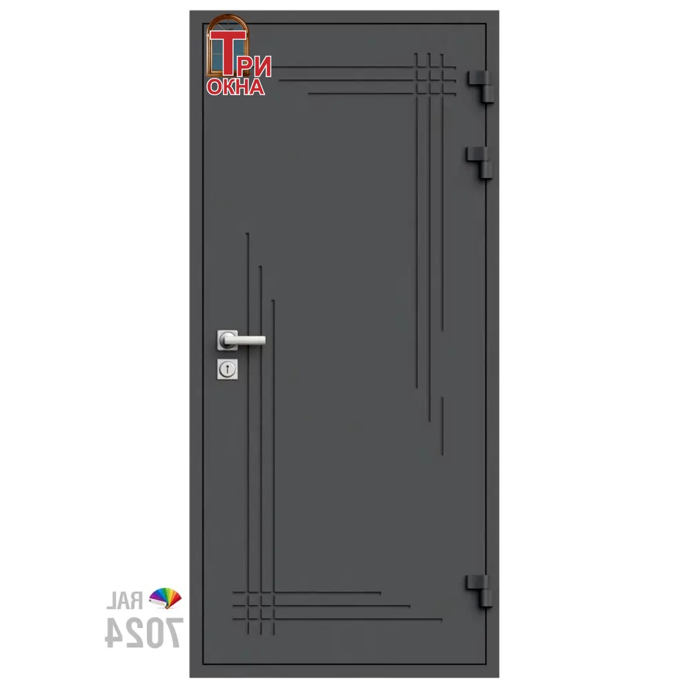 Морозостойкая входная утепленная дверь из дерева для коттеджа Solid Wood S6 207x86см правый цвет серый RAL 7024 в Чебоксарах