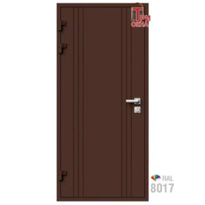 Морозостойкая входная утепленная дверь из дерева для коттеджа Solid Wood S5 227x86см левый цвет коричневый RAL 8017 в Чебоксарах