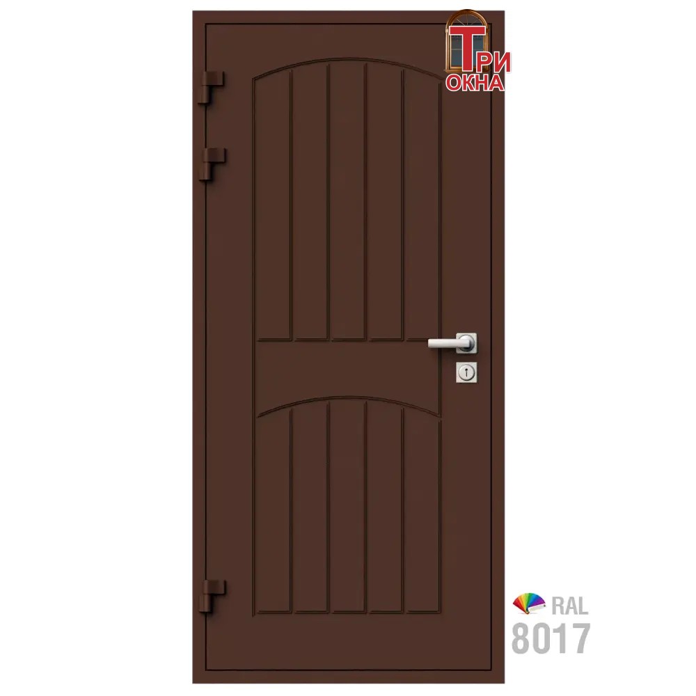 Морозостойкая входная утепленная дверь из дерева для коттеджа Grand Wood G20 227x86см левый цвет коричневый RAL 8017 в Чебоксарах