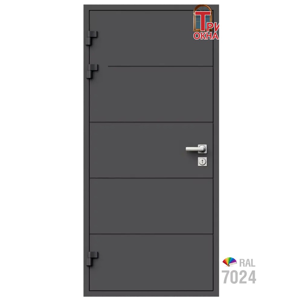 Морозостойкая входная утепленная дверь из дерева для коттеджа Termo Classic C2 207x96см левый цвет серый RAL 7024 в Чебоксарах — изображение 7
