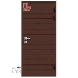 Морозостойкая входная утепленная дверь из дерева для коттеджа Solid Wood S7 207x86см правый цвет коричневый RAL 8017 в Чебоксарах