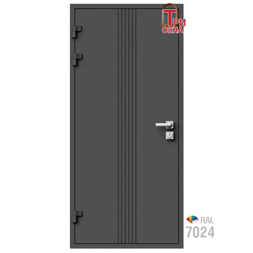 Морозостойкая входная утепленная дверь из дерева для коттеджа Termo Classic C3 207x96см левый цвет серый RAL 7024 в Чебоксарах — изображение 7