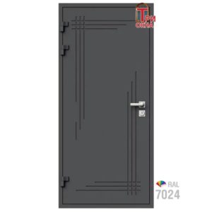 Морозостойкая входная утепленная дверь из дерева для коттеджа Solid Wood S6 207x86см левый цвет серый RAL 7024 в Чебоксарах