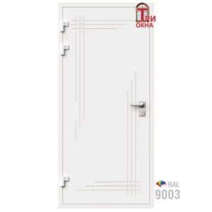 Морозостойкая входная утепленная дверь из дерева для коттеджа Solid Wood S6 227x86см левый цвет белый RAL 9003 в Чебоксарах