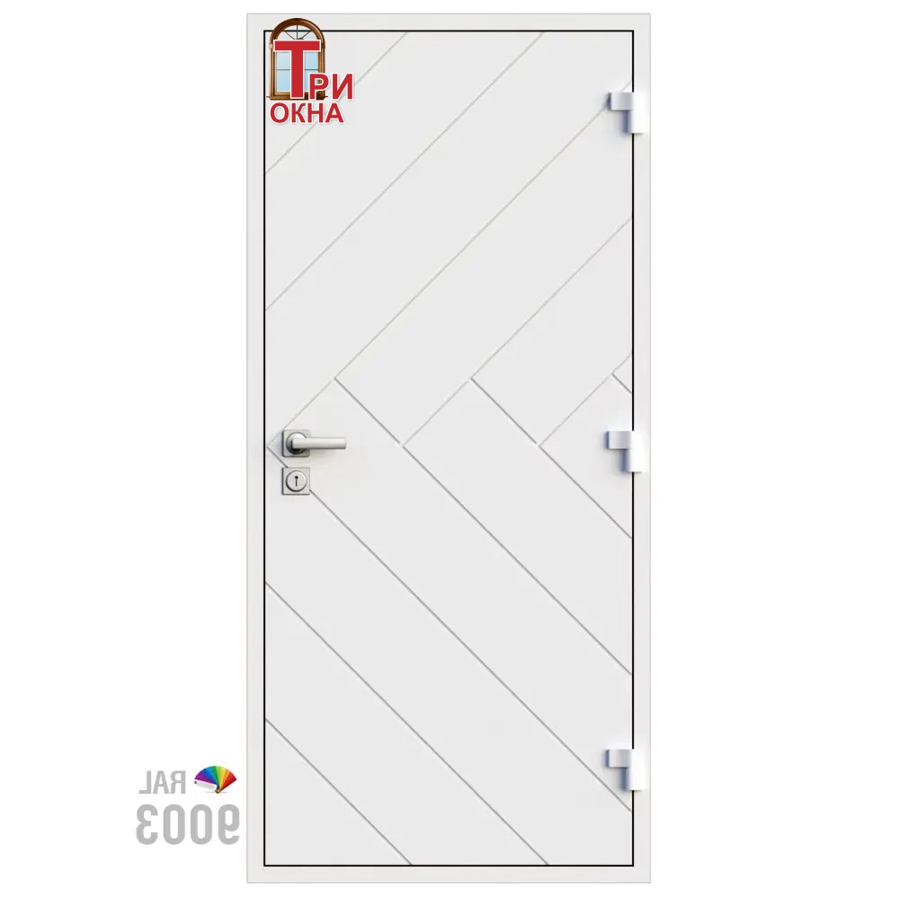 Морозостойкая входная утепленная дверь из дерева для коттеджа Grand Wood G21 207x86см левый цвет белый RAL 9003 в Чебоксарах — изображение 2